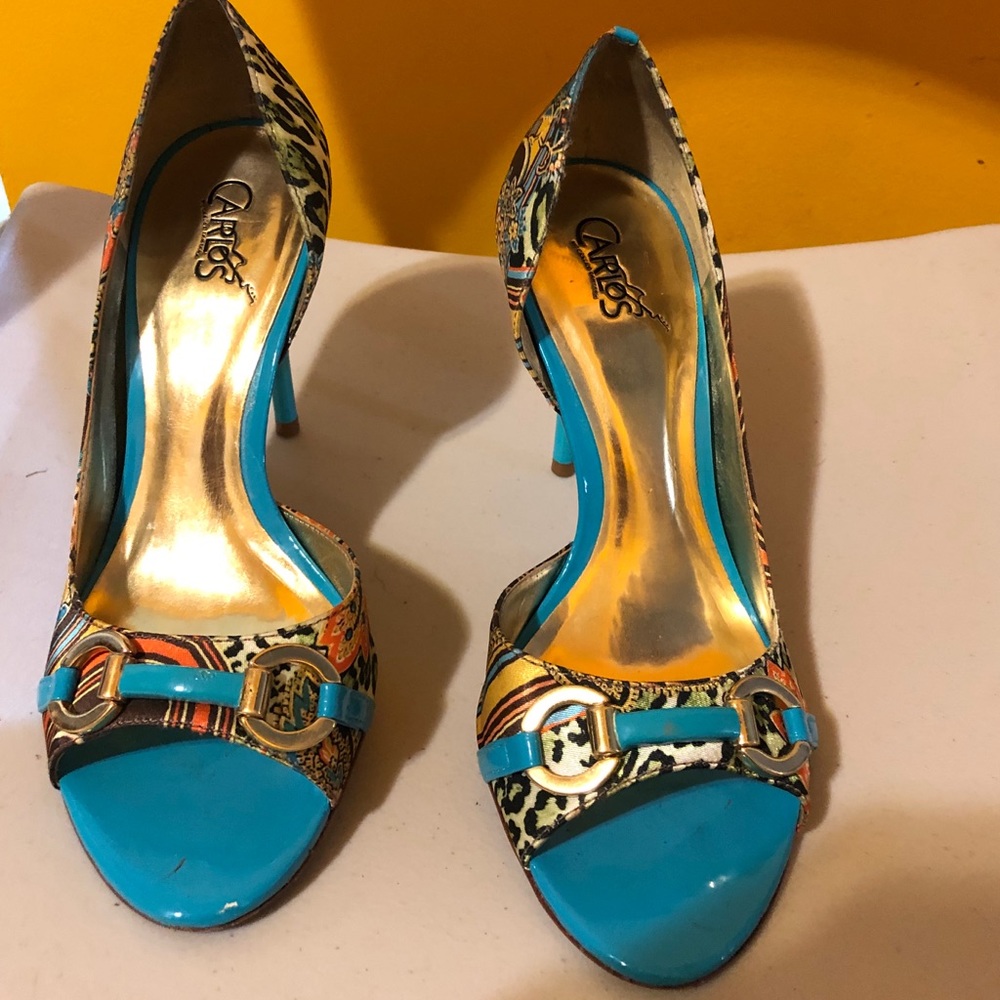Turquoise and Brown Unique Heels!
